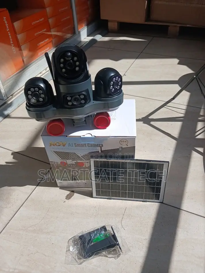 V380 4G Solar Surveillance Camera With Triple Lens System