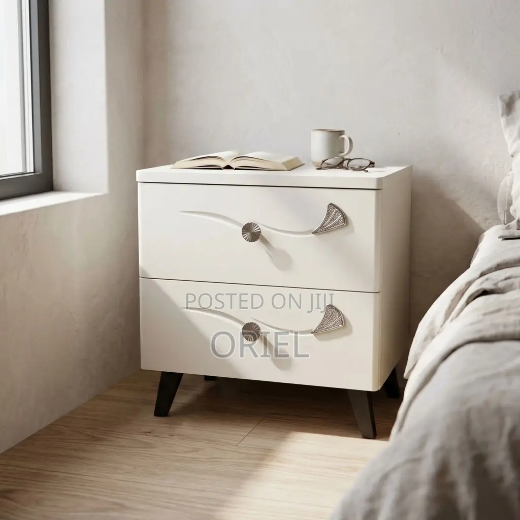 White Bedside Table With 2 Drawers – Modern Bedroom Nightstand