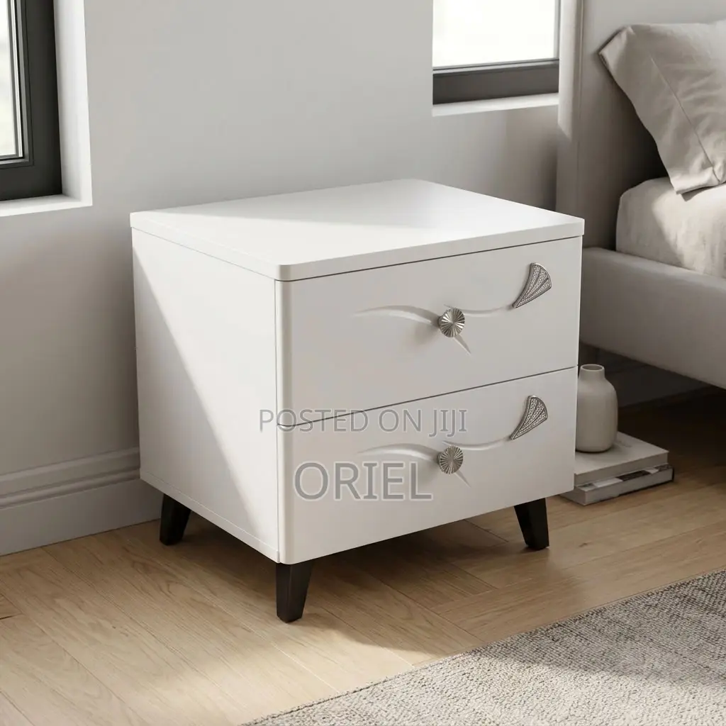White Bedside Table With 2 Drawers – Modern Bedroom Nightstand