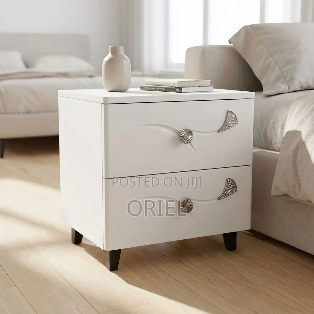 White Bedside Table With 2 Drawers – Modern Bedroom Nightstand