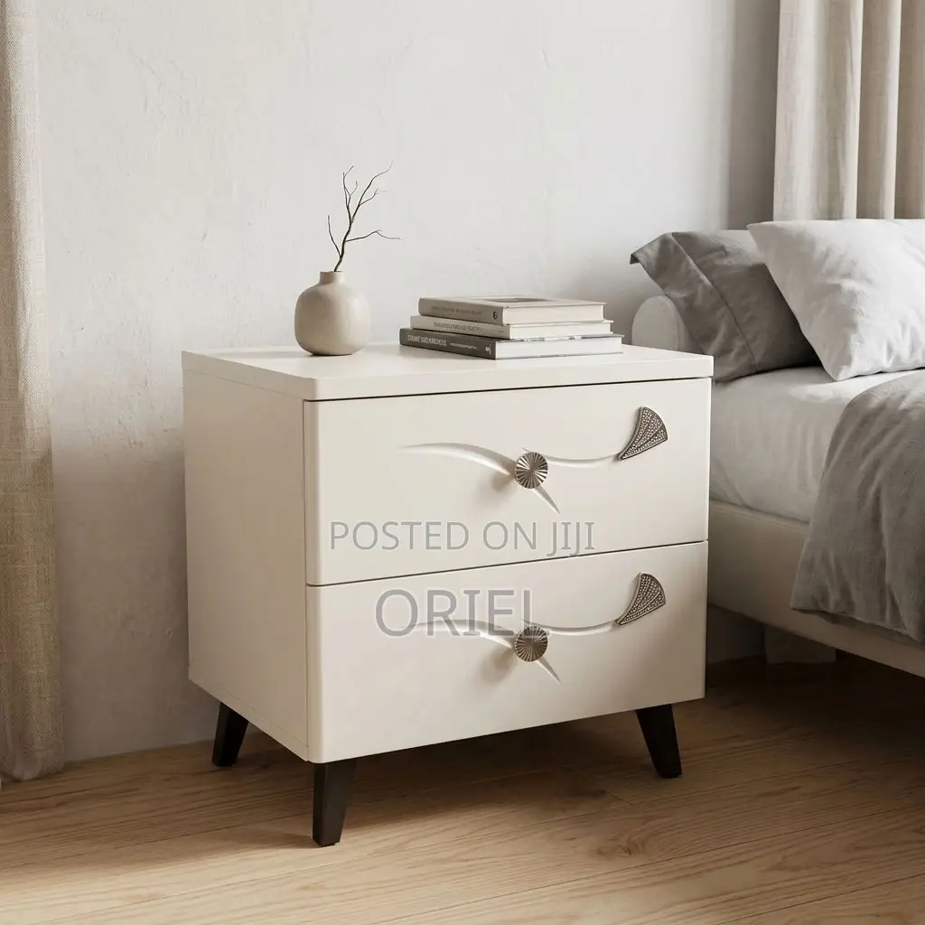 White Bedside Table With 2 Drawers – Modern Bedroom Nightstand