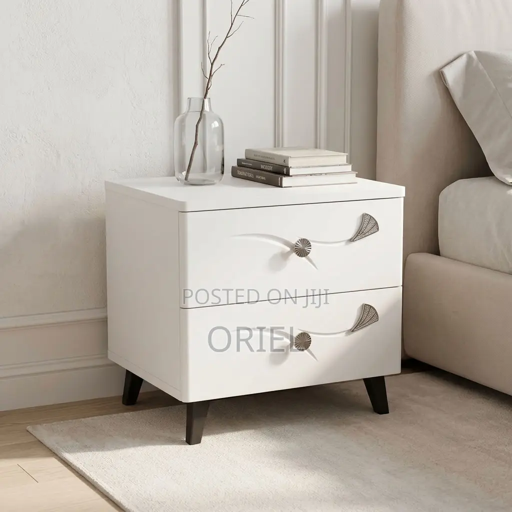 White Bedside Table With 2 Drawers – Modern Bedroom Nightstand