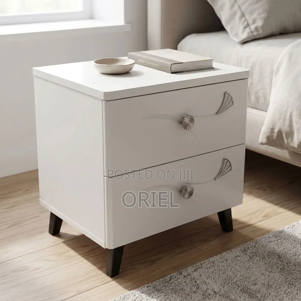 White Bedside Table With 2 Drawers – Modern Bedroom Nightstand