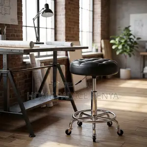 Lab Stool; Leather Padded Adjustable Lab Stool