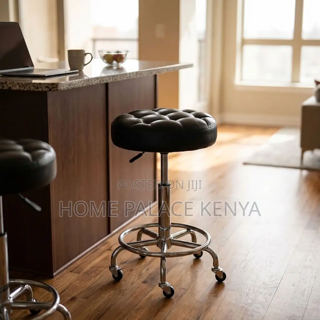 Lab Stool; Leather Padded Adjustable Lab Stool