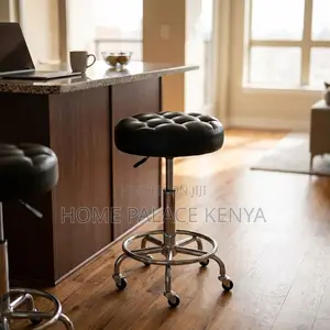 Lab Stool; Leather Padded Adjustable Lab Stool