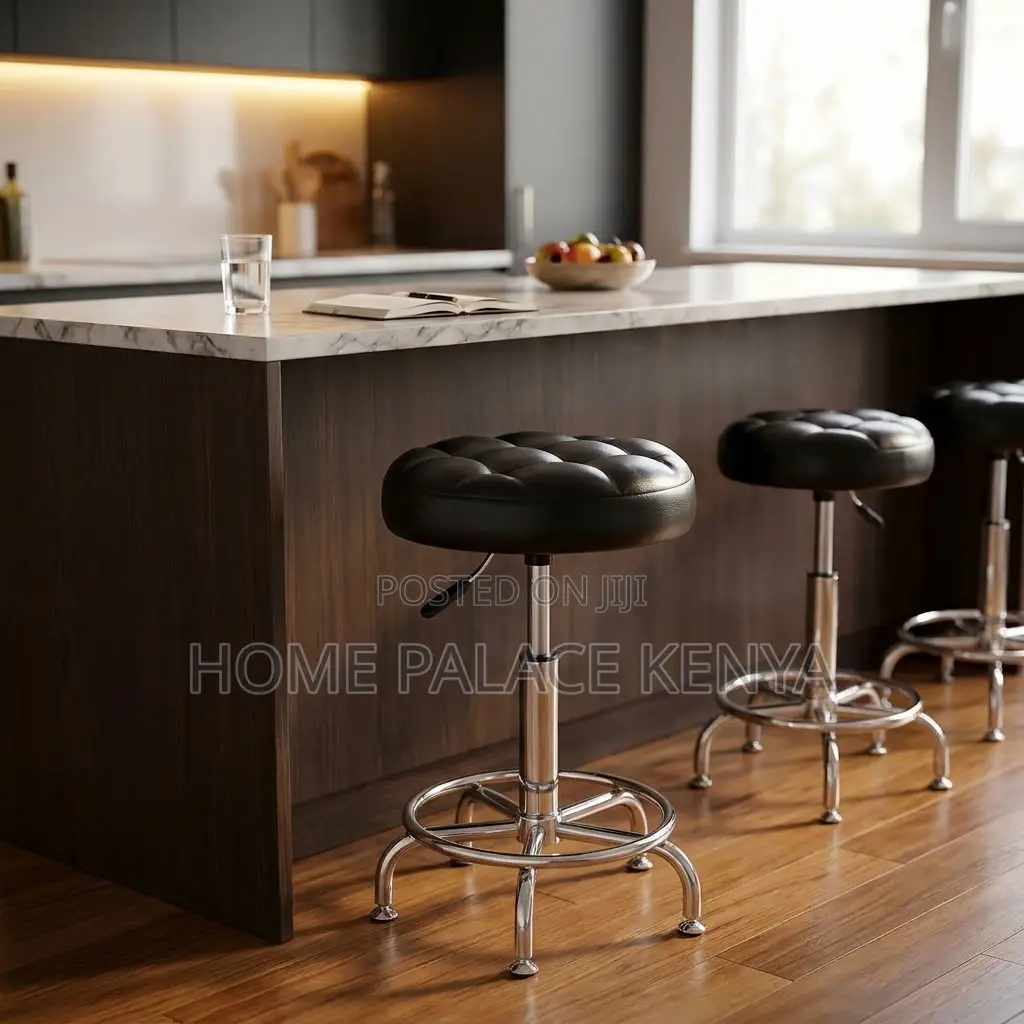 Lab Stool; Leather Padded Adjustable Lab Stool