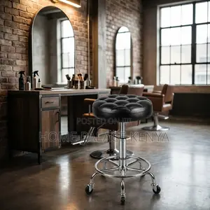 Lab Stool; Leather Padded Adjustable Lab Stool