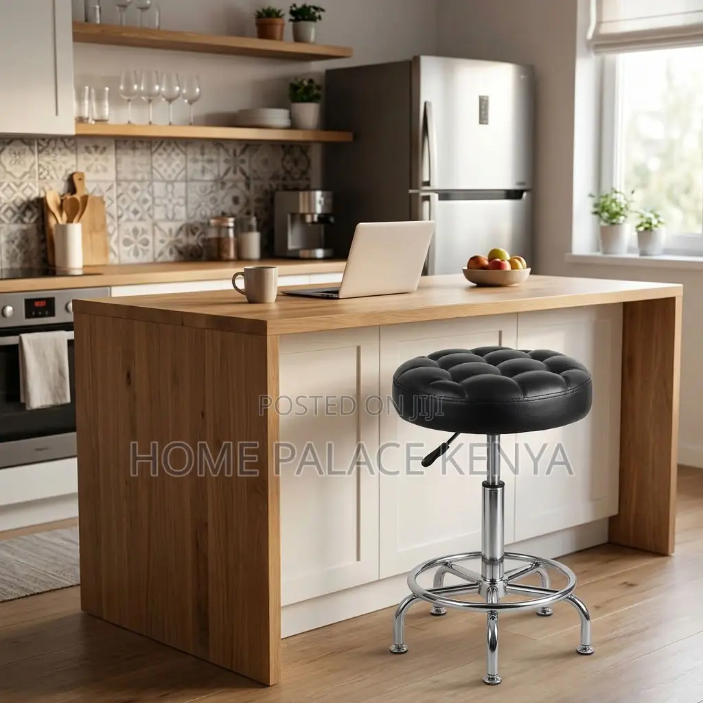 Lab Stool; Leather Padded Adjustable Lab Stool