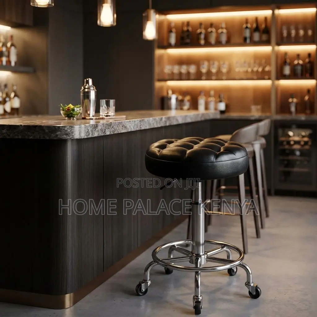 Lab Stool; Leather Padded Adjustable Lab Stool