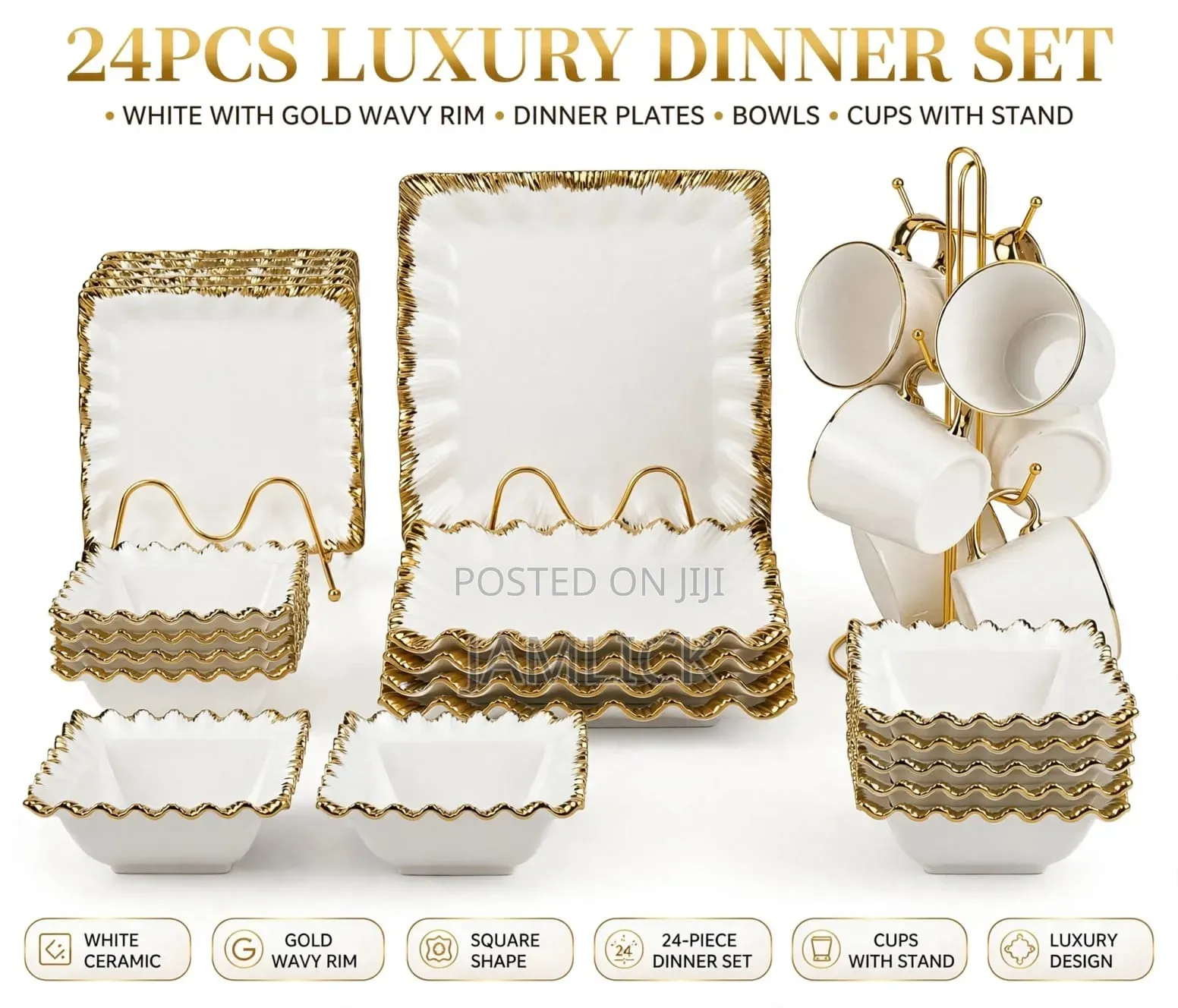 24-Piece Luxury Ceramic Dinner Set –Jm