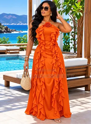 Elegant Ruffle Maxi Dress for Ladies – Stylish Occasion Wear