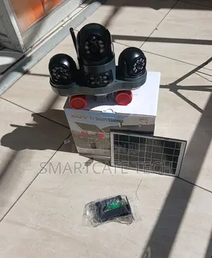 V380 Triple Lens Wireless CCTV Camera With Solar Panel