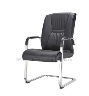 Black Visitors Chair With Chrome Padded Armrests