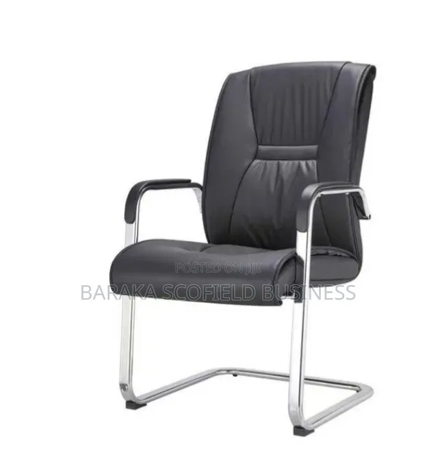 Black Visitors Chair With Chrome Padded Armrests