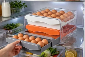 Acrylic 32 Egg Holder - Double Drawer - White Grey Orange - New