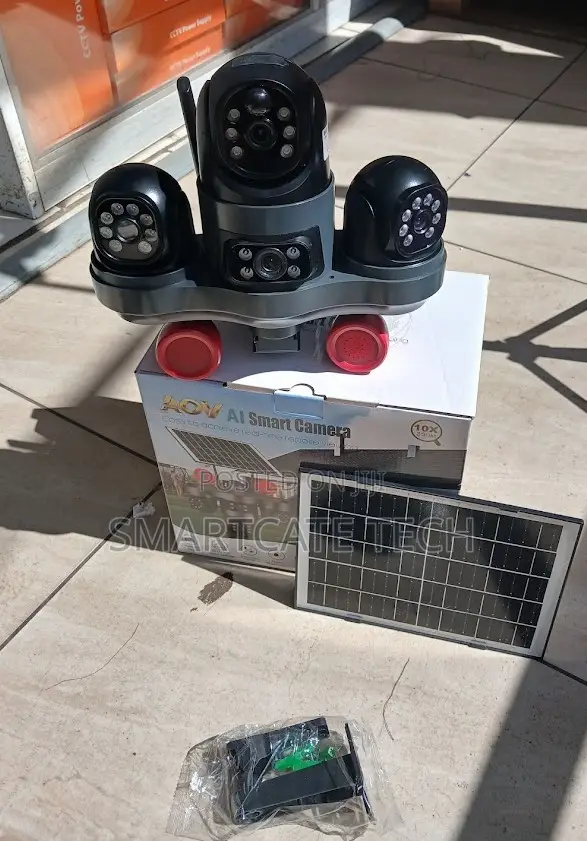 V380 Solar Powered 4G CCTV Camera With Three-Lens Coverage