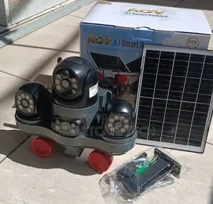 V380 Solar CCTV Camera With Three Lenses and Strobe Warning Light