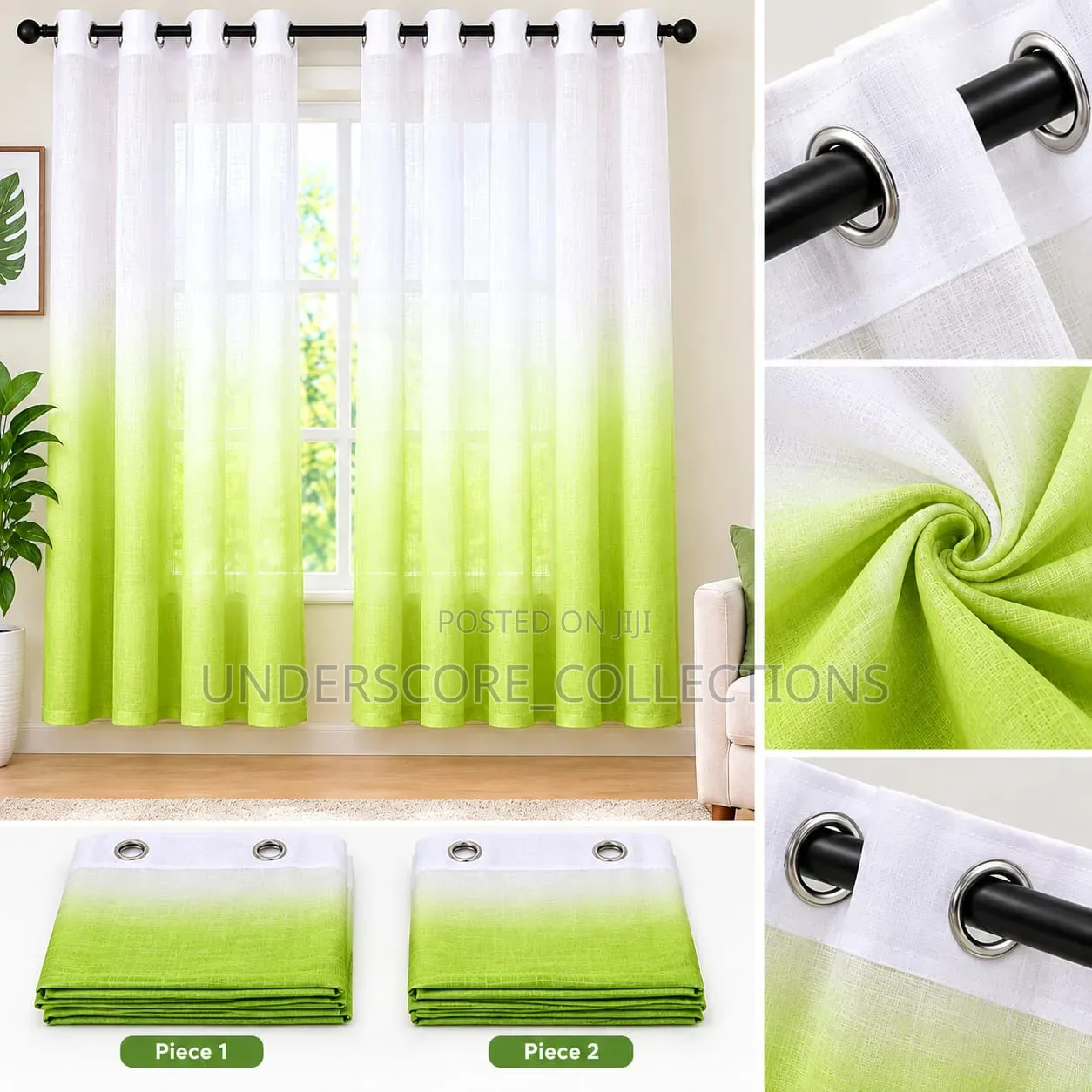  2pcs Ombre Sheer Curtains