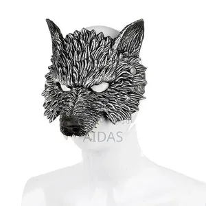 Wolf Mask - Half Face Werewolf Masquerade Mask for Cosplay Costume