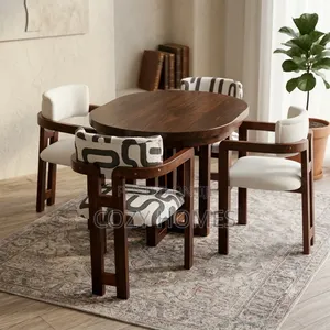 A Well Made 4 Seater Dining Set With Contrasting Fabrics.