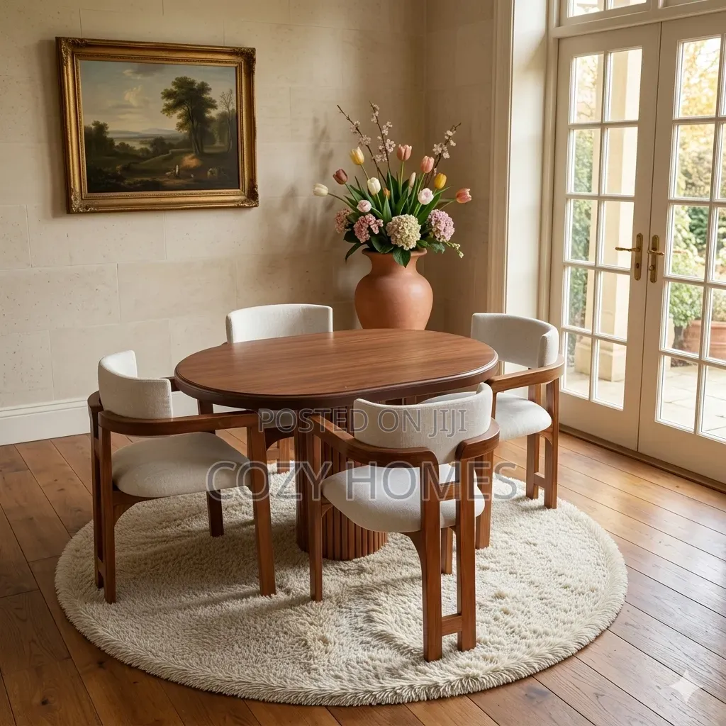 Dining Set, Well Made Upholstered Cup Chair 4 Seater Dining Table Set