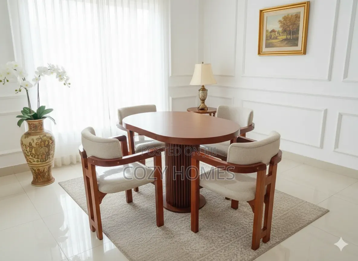 Dining Set, Well Made Upholstered Cup Chair 4 Seater Dining Table Set
