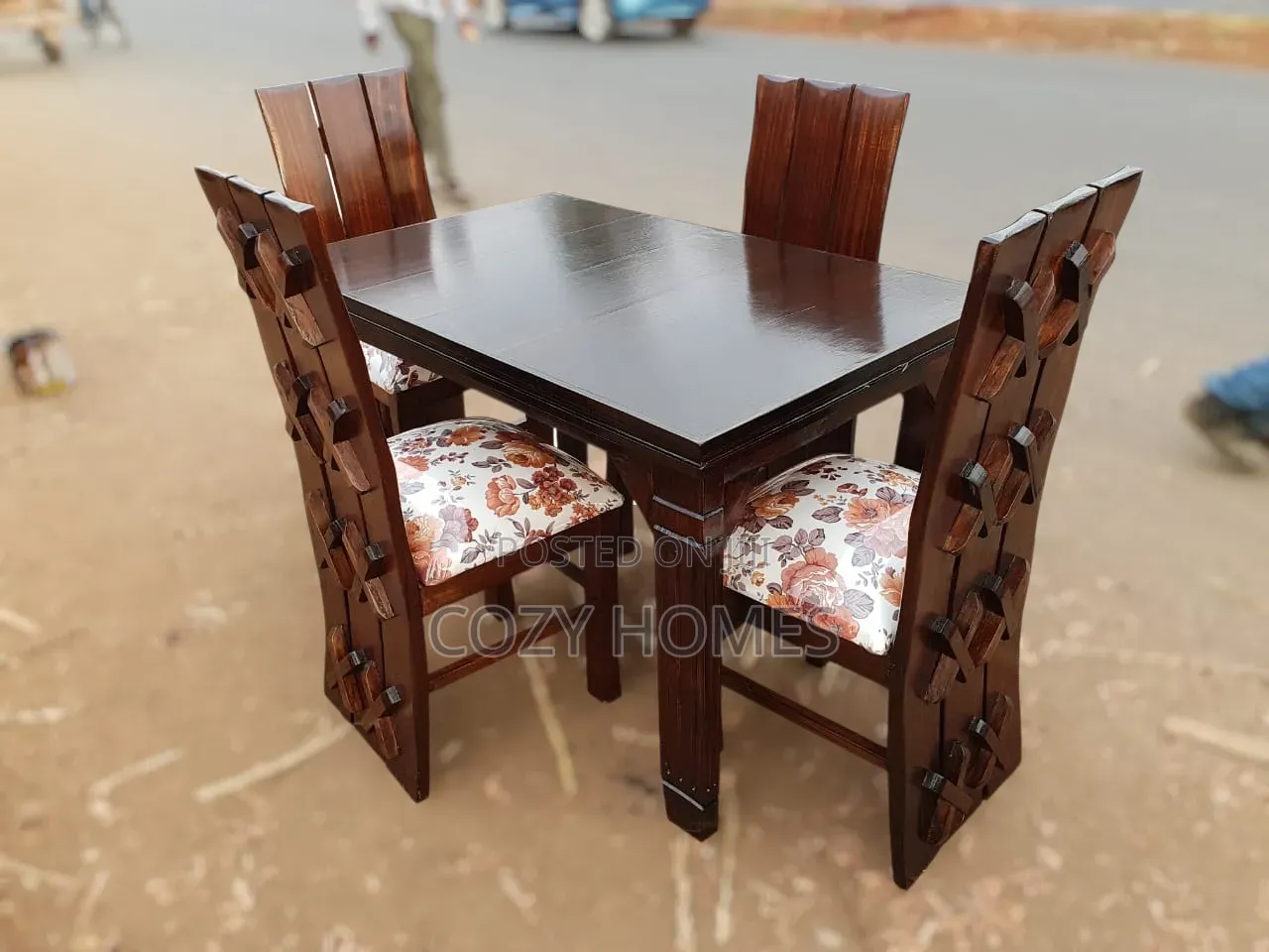 Dining Set 4 Seater Dining Set, Rectangular With Well Spaced Chairs