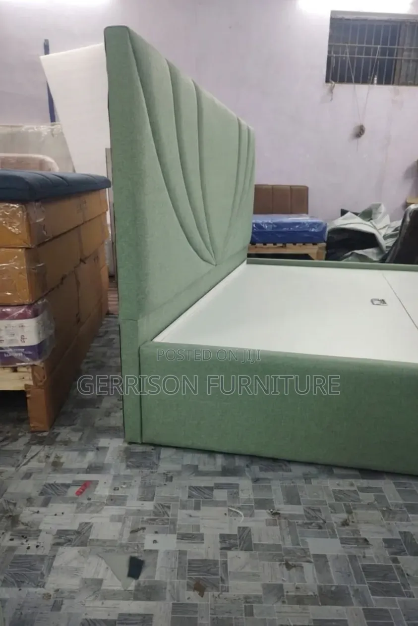 Modern 5x6 Sage Green Velvet Platform Bed Frame Brand New