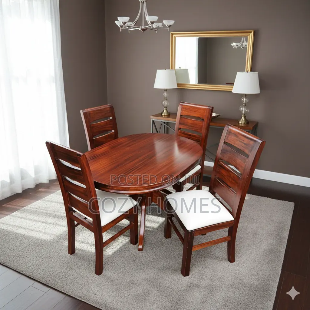 Family Friendly 4 Seater Sining Set With Walnut Vanish