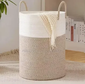 BIG Laundry Basket Decorative Woven Cotton Rope Storage