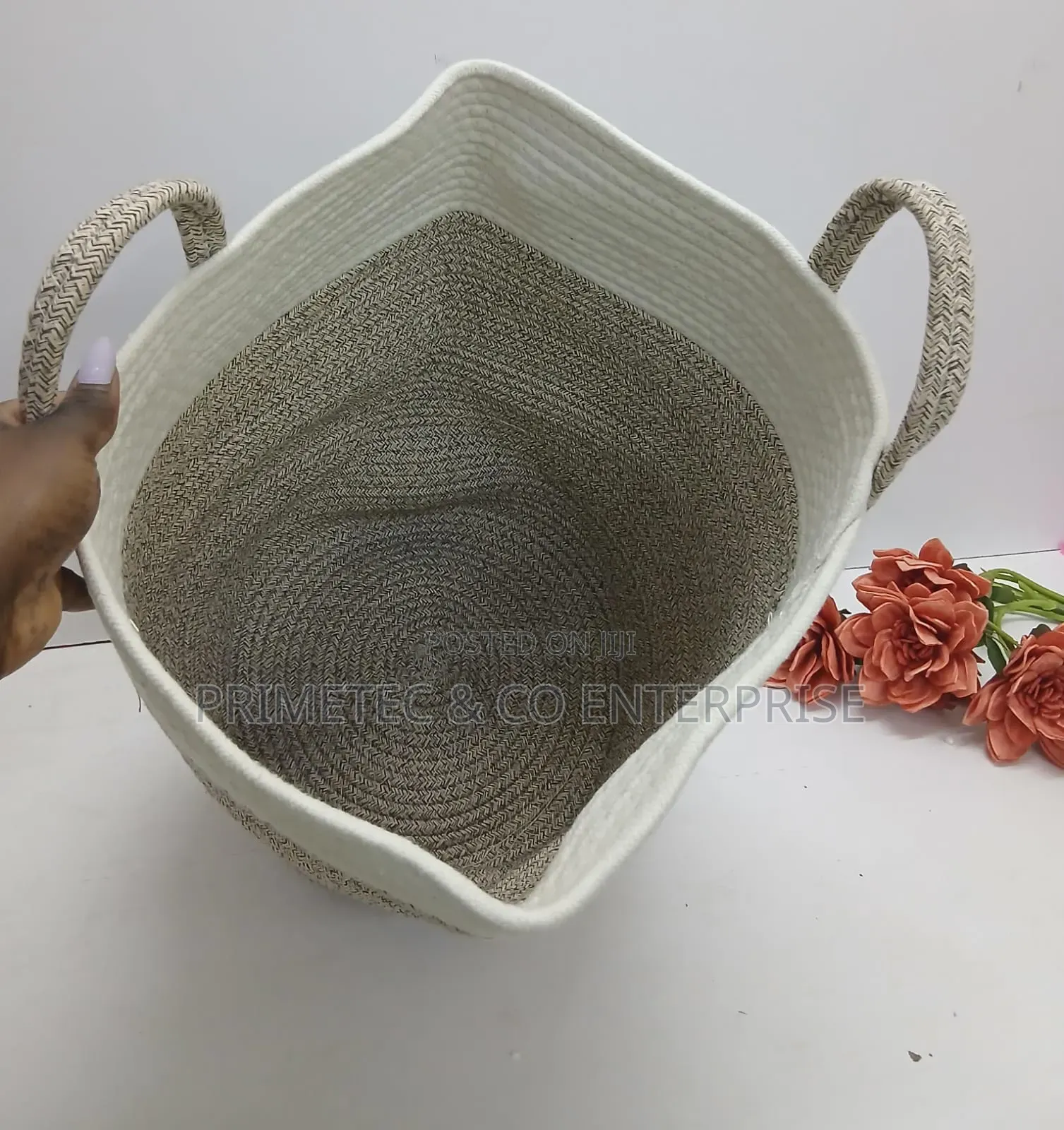 BIG Laundry Basket Decorative Woven Cotton Rope Storage