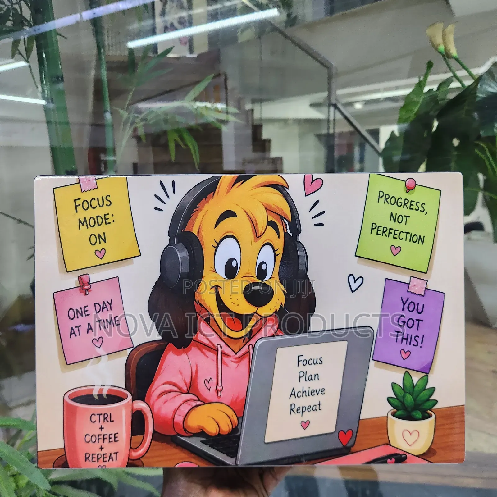 Motivational Cheerful Cartoon-Style Laptop Skin