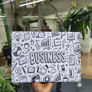Black-and-White Hand-Drawn Business Doodle Design Laptop Skin