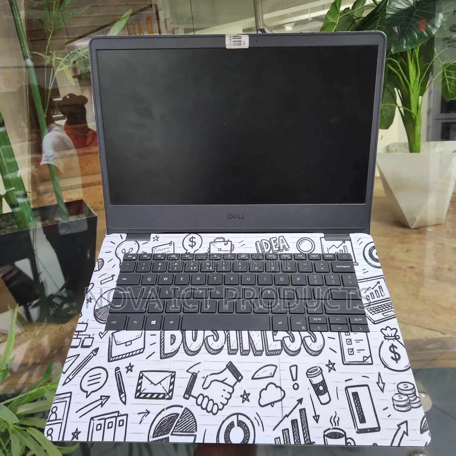 Black-and-White Hand-Drawn Business Doodle Design Laptop Skin