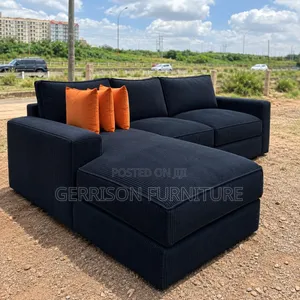 Cozy Premium Black Corduroy Sectional Couch - Custom Sizes Available