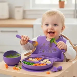 6-Piece Silicone Baby Feeding Cutlery Set – Pink, Green & Purple Pa