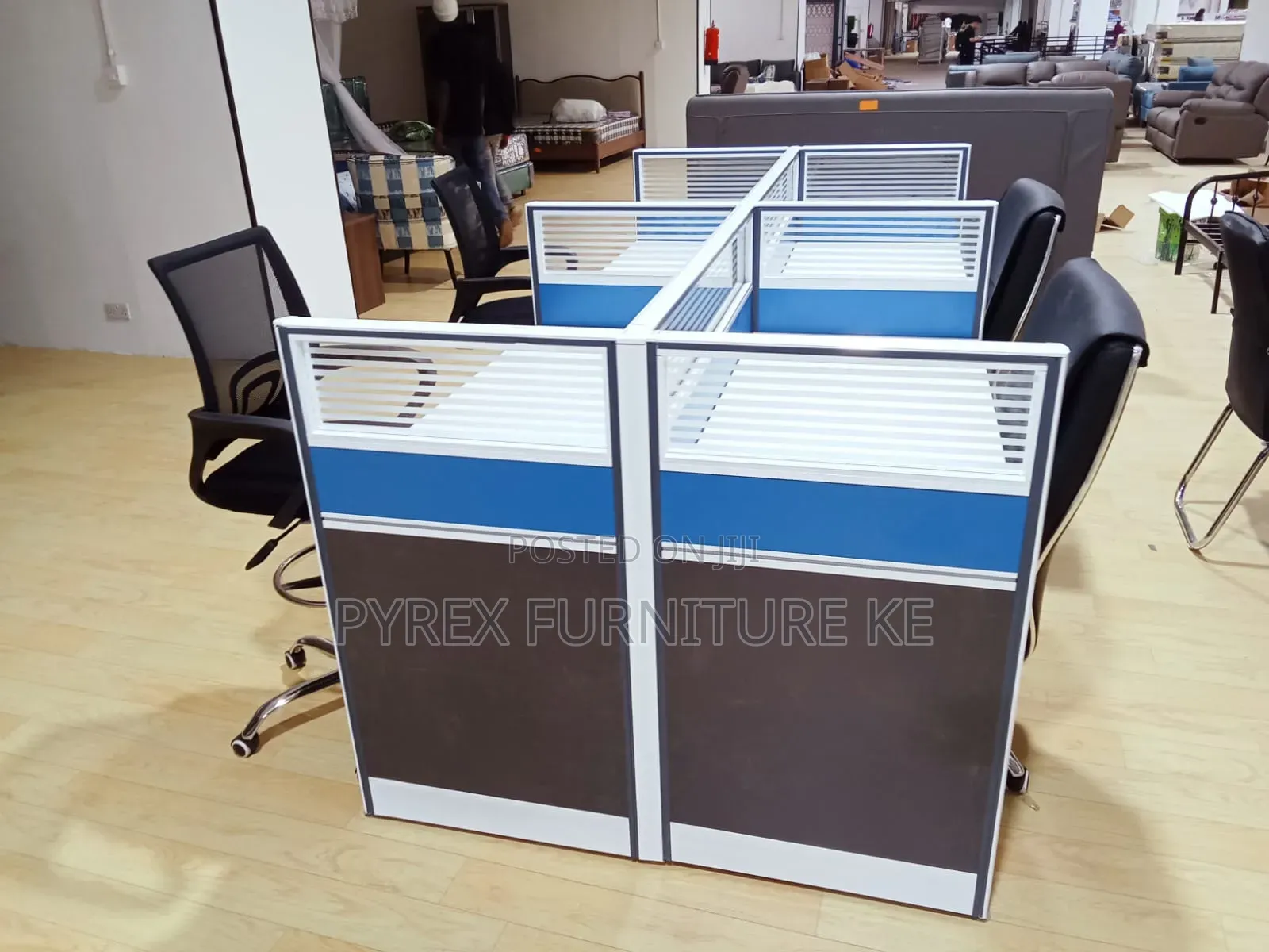 4-Way Office Workstation Partition Desk - 4 Seater