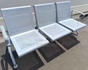 Public Waiting Area Bench - 3 Seater Steel Link Chair