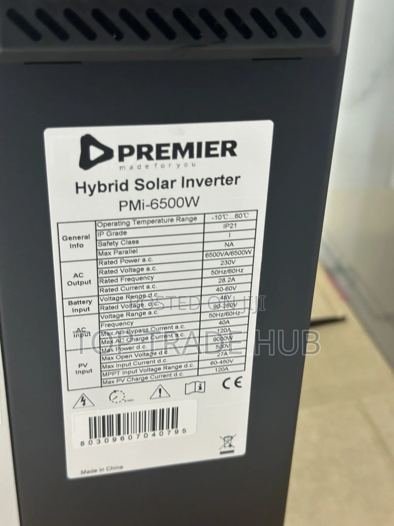 Premier Solar DC Hybrid Inverter 48V 6.5kW/6500w