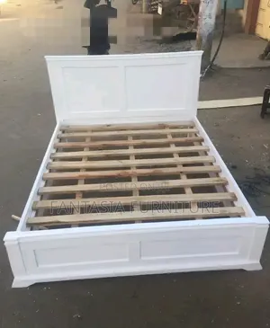 5 by 6 White Wooden Bed