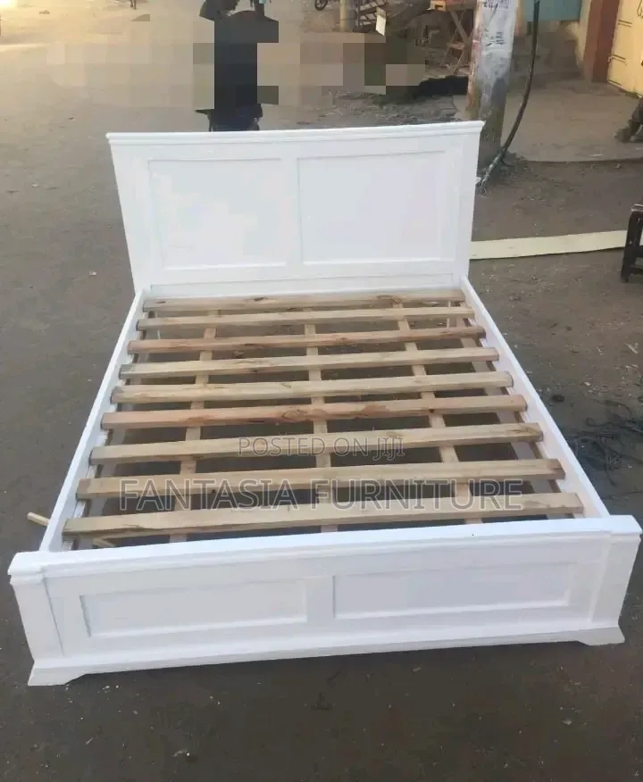 5 by 6 White Wooden Bed
