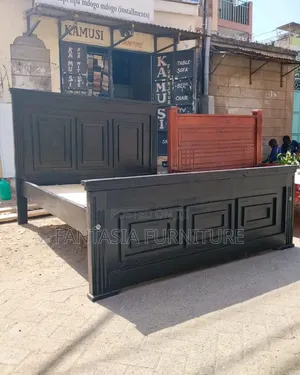 5 by 6 Black Wooden Bed