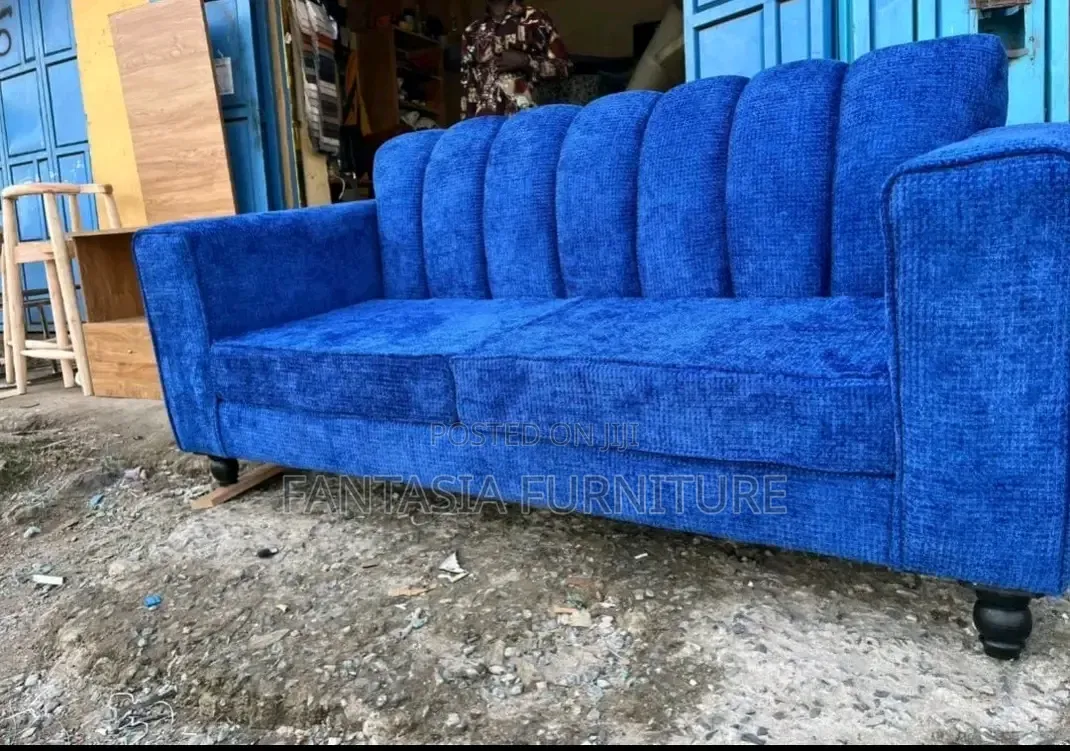 3 Seater Blue Channel Sofa