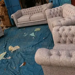 3 Seater + 2 (Armchairs)Beige Chesterfield Sofa Set