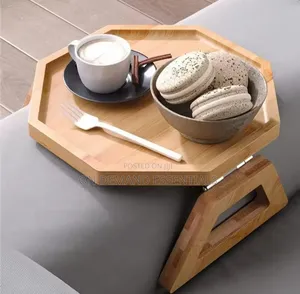 Octagon Shaped Bamboo Multifunctional Portable Tray