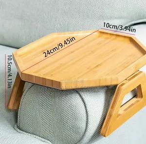 Octagon Shaped Bamboo Multifunctional Portable Tray