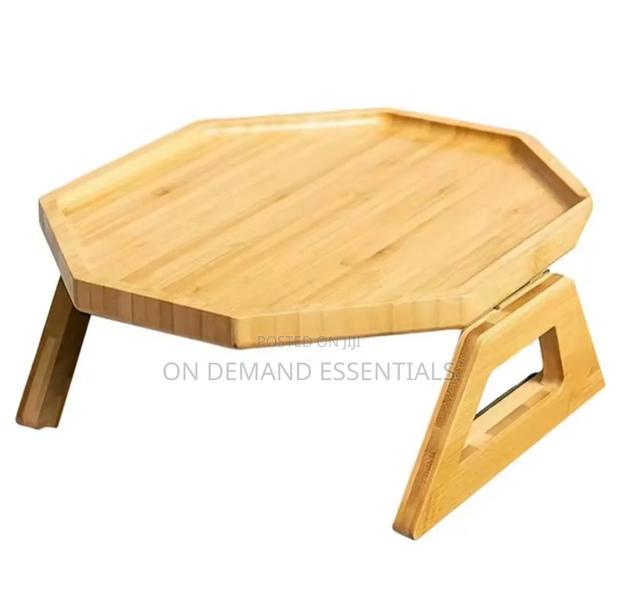 Octagon Shaped Bamboo Multifunctional Portable Tray - thumbnail 3
