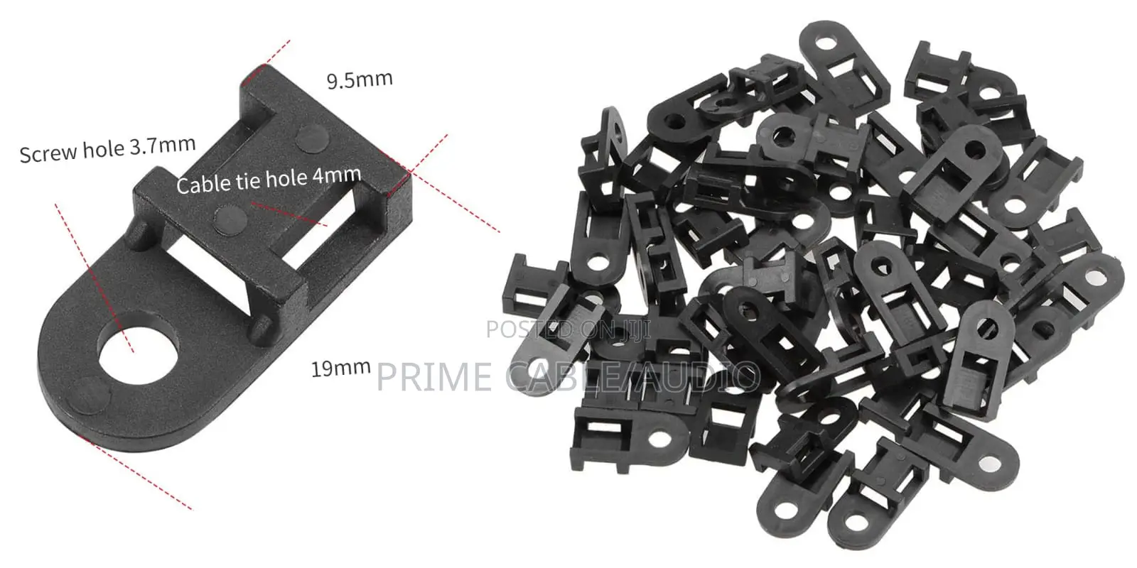 Screw Mount Cable Tie Holder – Black Cable Tie Mounting Base(10pcs)