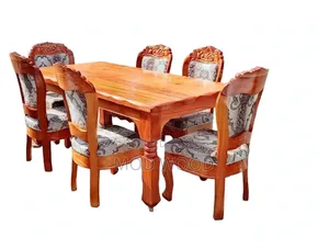 Handcrafted Solid Wood Dining Set With Upholstered Chairs